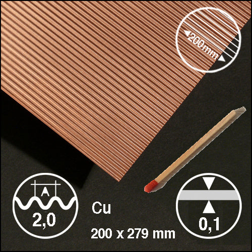 schulcz-sheet-material-wellblech-modellplatte-kupfer-200x295mm image 1