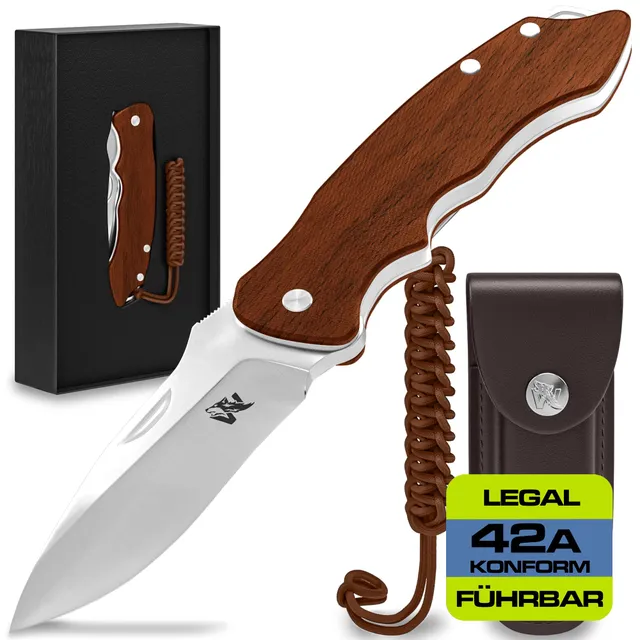 wolfgangs-ferox-zweihand-klappmesser-d2-ebenholz-lederholster image 1
