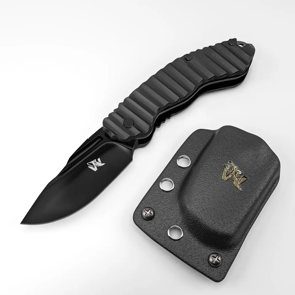 wolfgangs-gladio-zweihand-klappmesser-d2-schwarz-mit-kydex-holster image 1