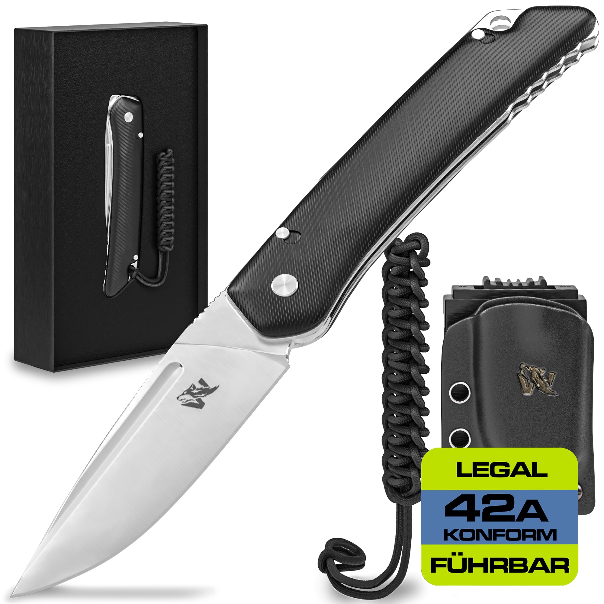 wolfgangs-cultro-klappmesser-d2-stahl-schwarz-satin-mit-kydex-holster image 1